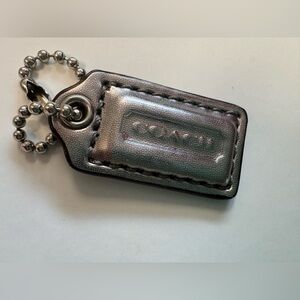 COACH SILVER PATENT LEATHER KEY FOB BAG CHARM KEYCHAIN HANGTAG TAG